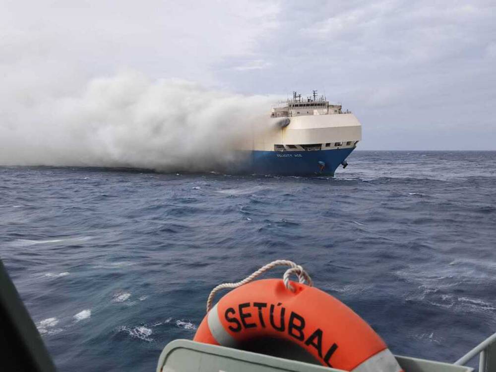 The luxury car cargo ship that caught fire sank in the Azores